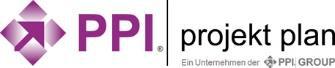 Firmenlogo von PPI Projekt Plan – Ein Unternehmen der PPI Group mit violettem Grafiksymbol.