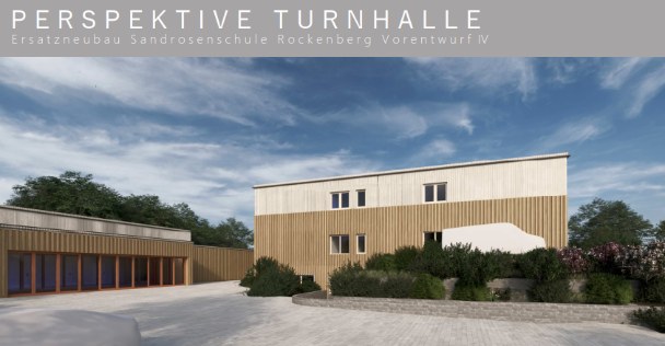Visualisierung der neuen Turnhalle der Sandrosenschule Rockenberg