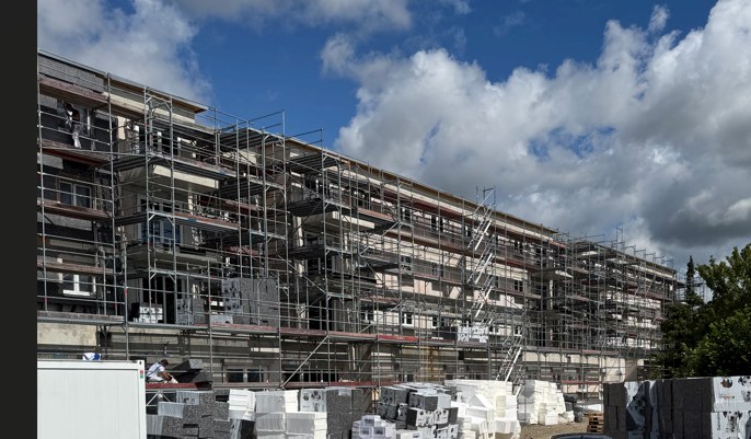 Rohbau des Mehrfamilienhauses in der Weserstraße Gießen